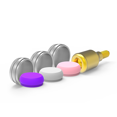 Straight Locator Click-Attachment Full Set (3 Silicone + Metal Cap) - Internal Hex