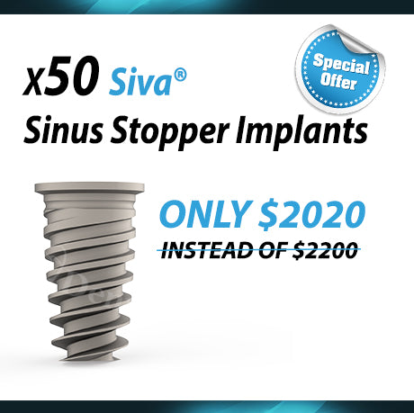 50 Siva Sinus Stopper Spiral Dental Implants Pack Internal Hex 
