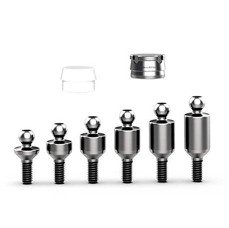 Set Of Ball Attachment & Silicon Cap & Metal Housing For Dental Implant Lab