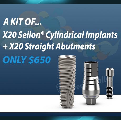 20 Dental Cylindrical Implants & 20 Straight Abutments kit